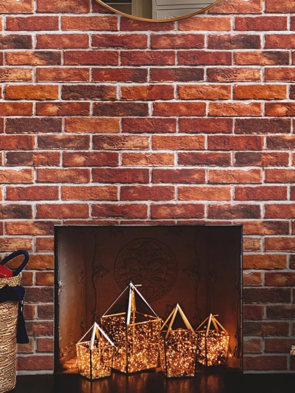 Red Brick Wallpaper Peel and Stick Bricks Wrapping Paper for Bedroom